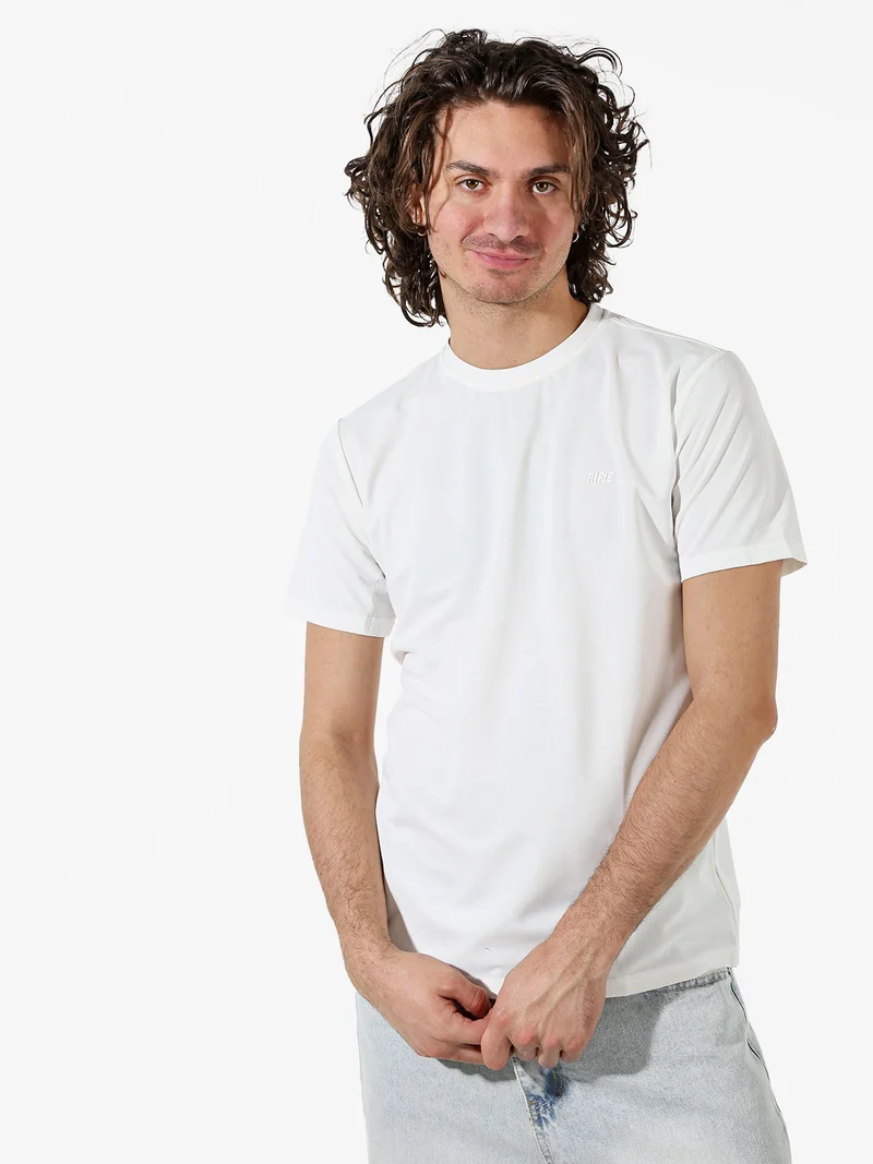 T-shirt girocollo da uomo in tessuto tecnico - bianco