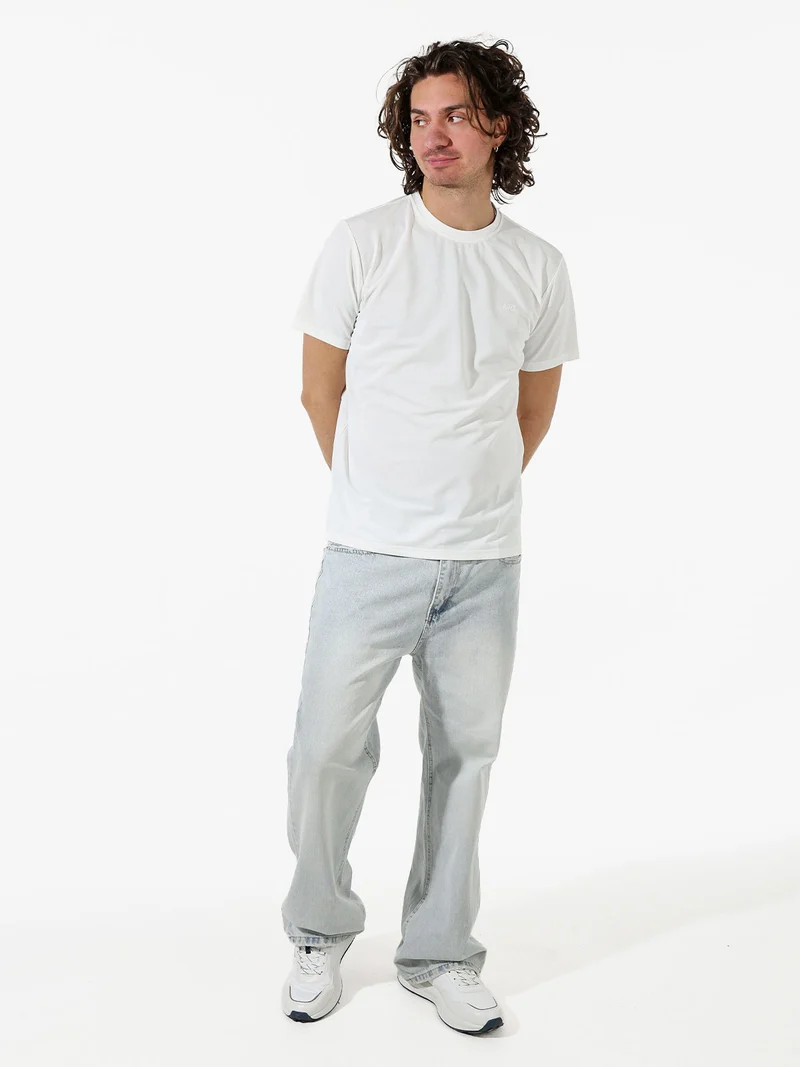 T-shirt girocollo da uomo in tessuto tecnico - bianco