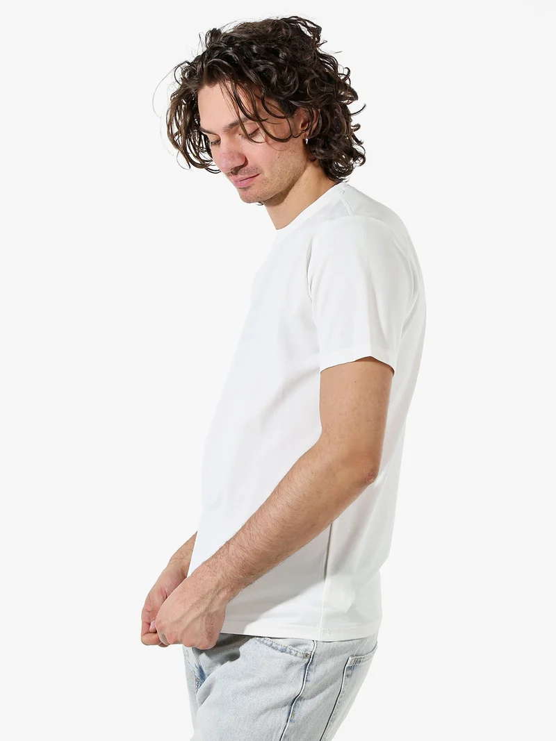 T-shirt girocollo da uomo in tessuto tecnico - bianco