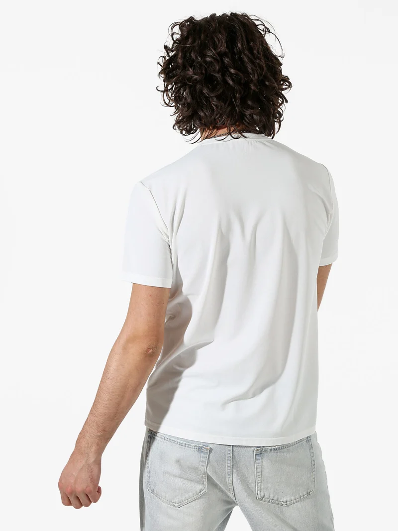 T-shirt girocollo da uomo in tessuto tecnico - bianco