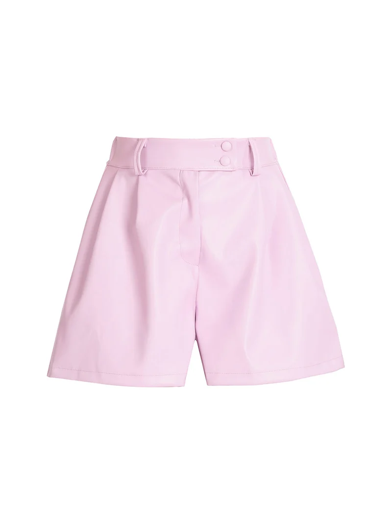 Shorts da donna in ecopelle - viola