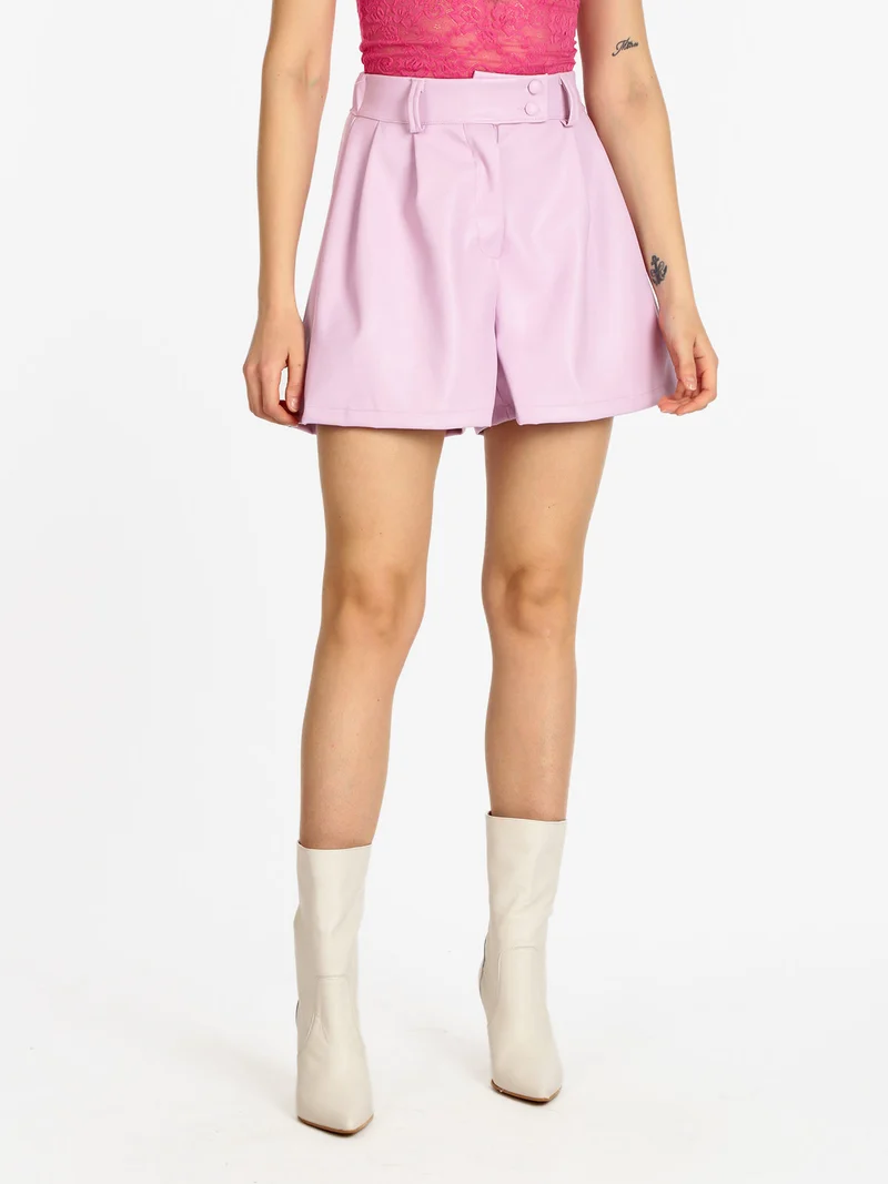 Shorts da donna in ecopelle - viola