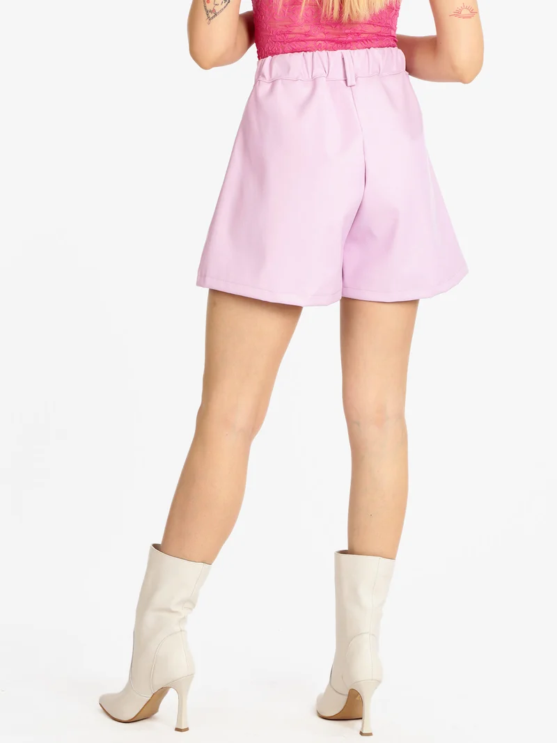 Shorts da donna in ecopelle - viola