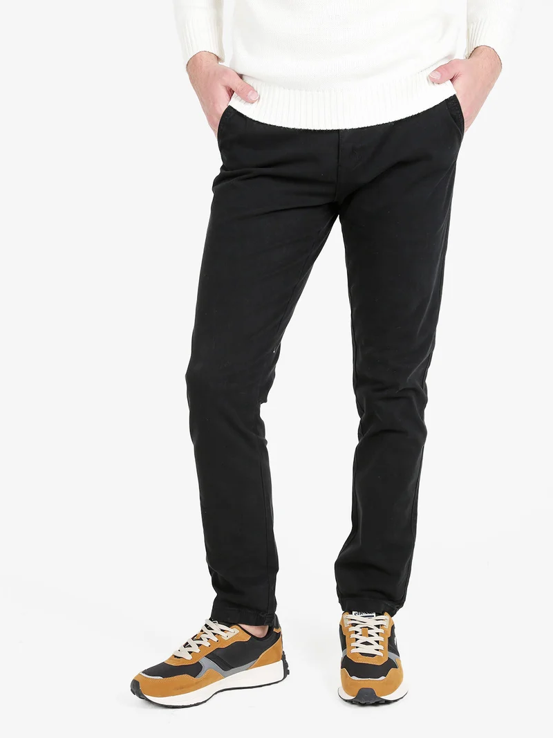 Pantaloni casual da uomo in cotone - nero