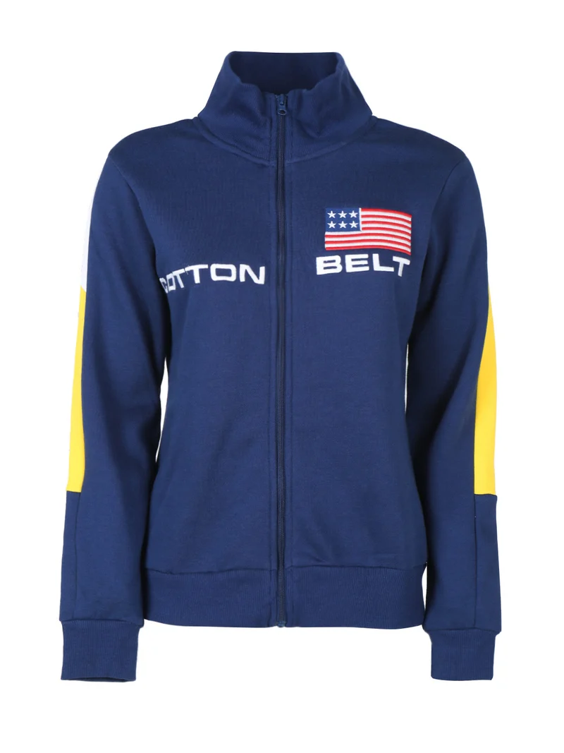 Felpa pesante da donna con zip completa - blu