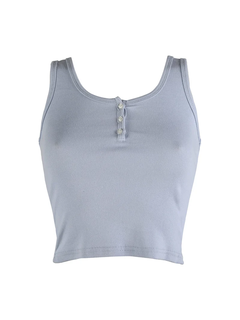 Top donna in cotone a costine - azzurro