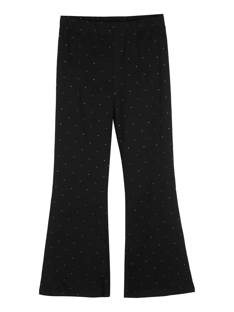 Completo elegante da bambina con paillettes e pantaloni a zampa - nero