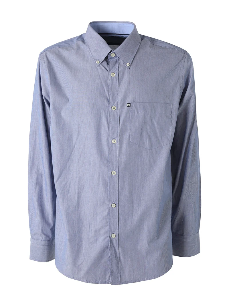 Camicia da uomo rigata in cotone a maniche lunghe - blu