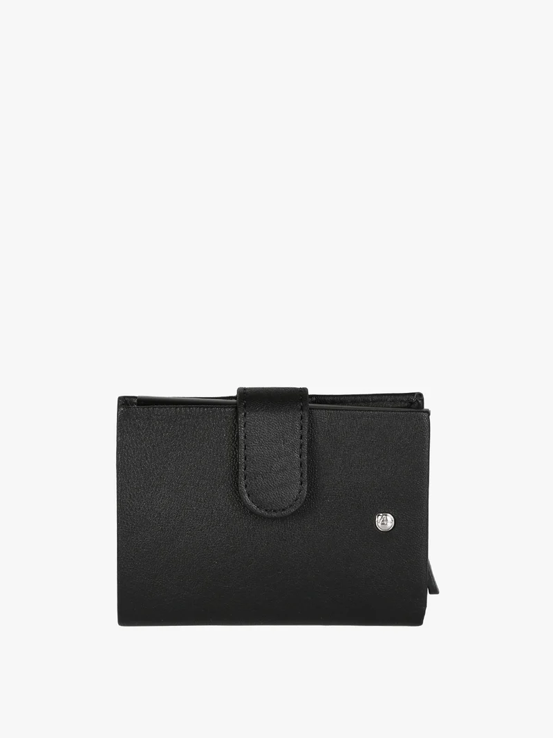 Portatessere in pelle da uomo con clip - nero