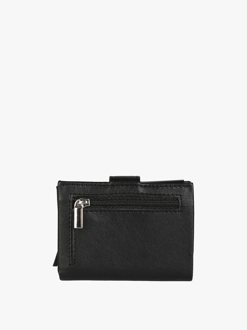 Portatessere in pelle da uomo con clip - nero