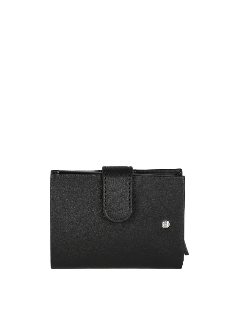 Portatessere in pelle da uomo con clip - nero