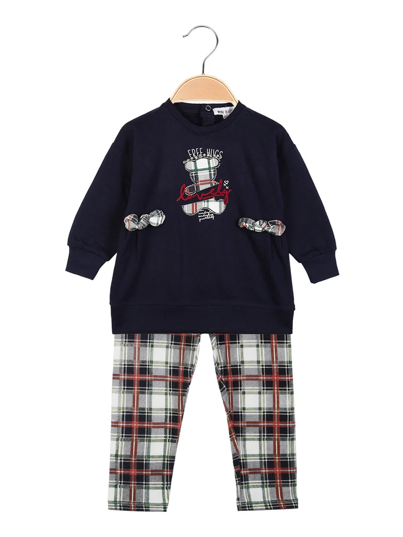 Completo 2 pezzi da neonata felpa + leggings - blu scuro