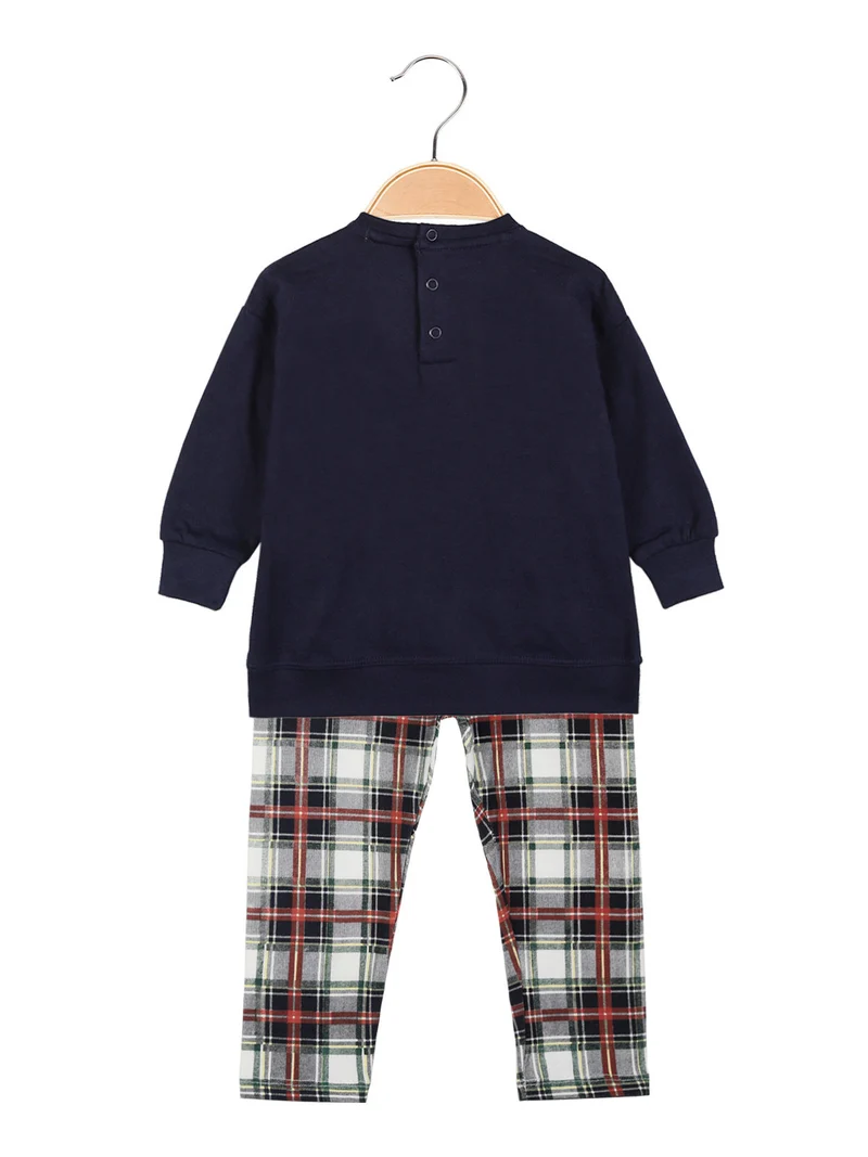 Completo 2 pezzi da neonata felpa + leggings - blu scuro