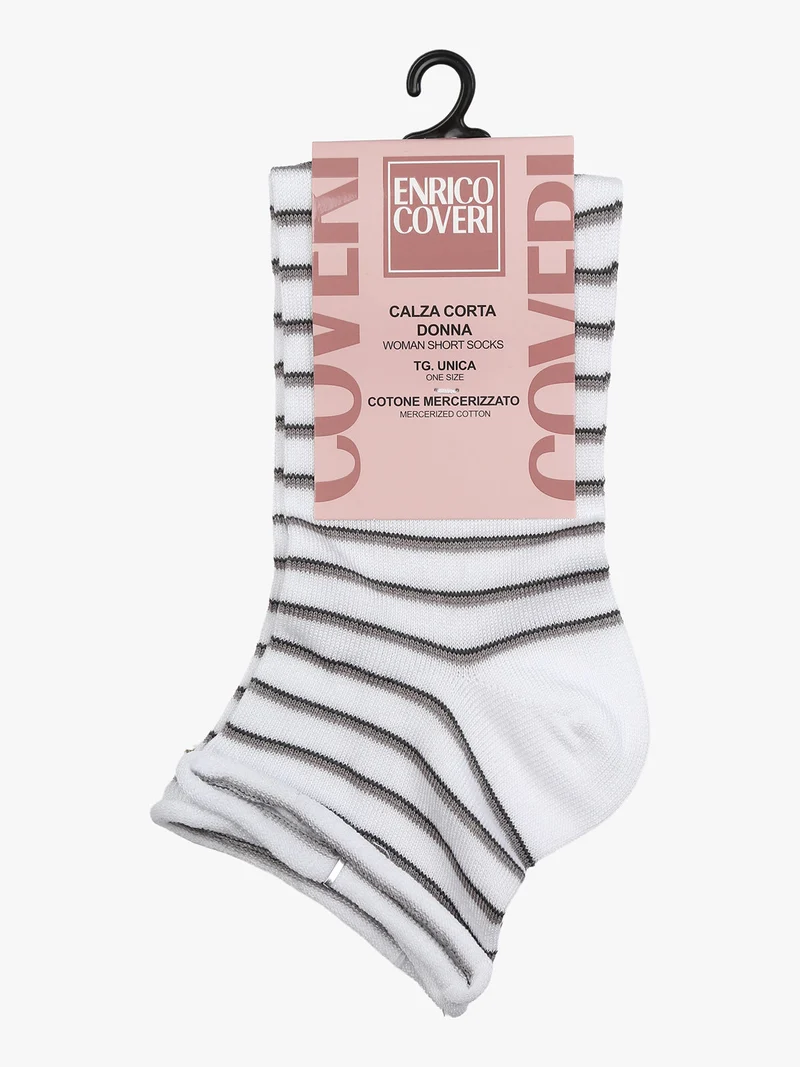 Calze corte da donna con stampa a righe - bianco