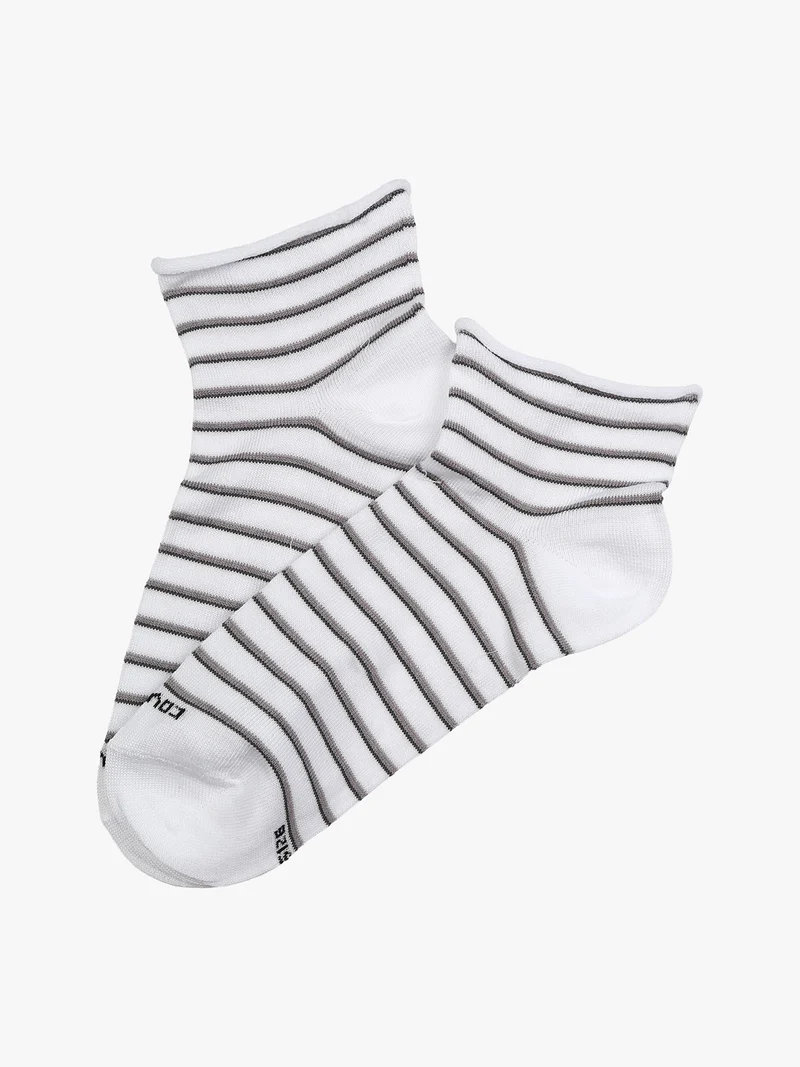 Calze corte da donna con stampa a righe - bianco