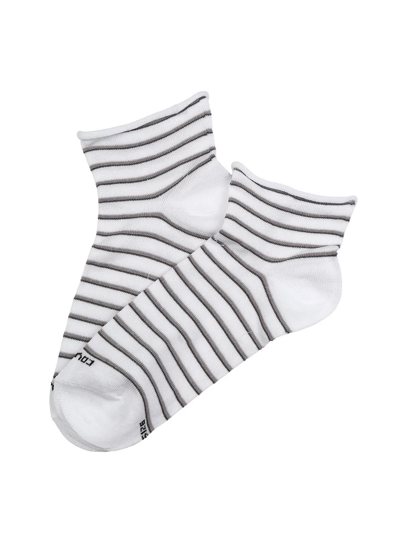 Calze corte da donna con stampa a righe - bianco