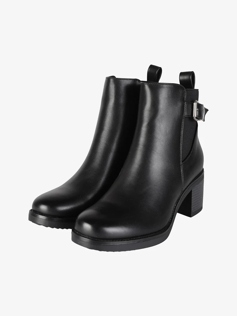 Tronchetti donna con tacco largo e zip - nero