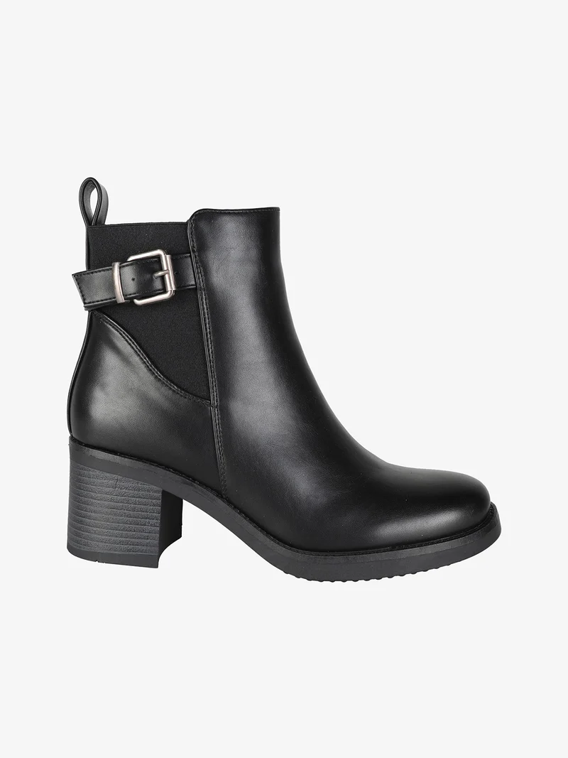 Tronchetti donna con tacco largo e zip - nero