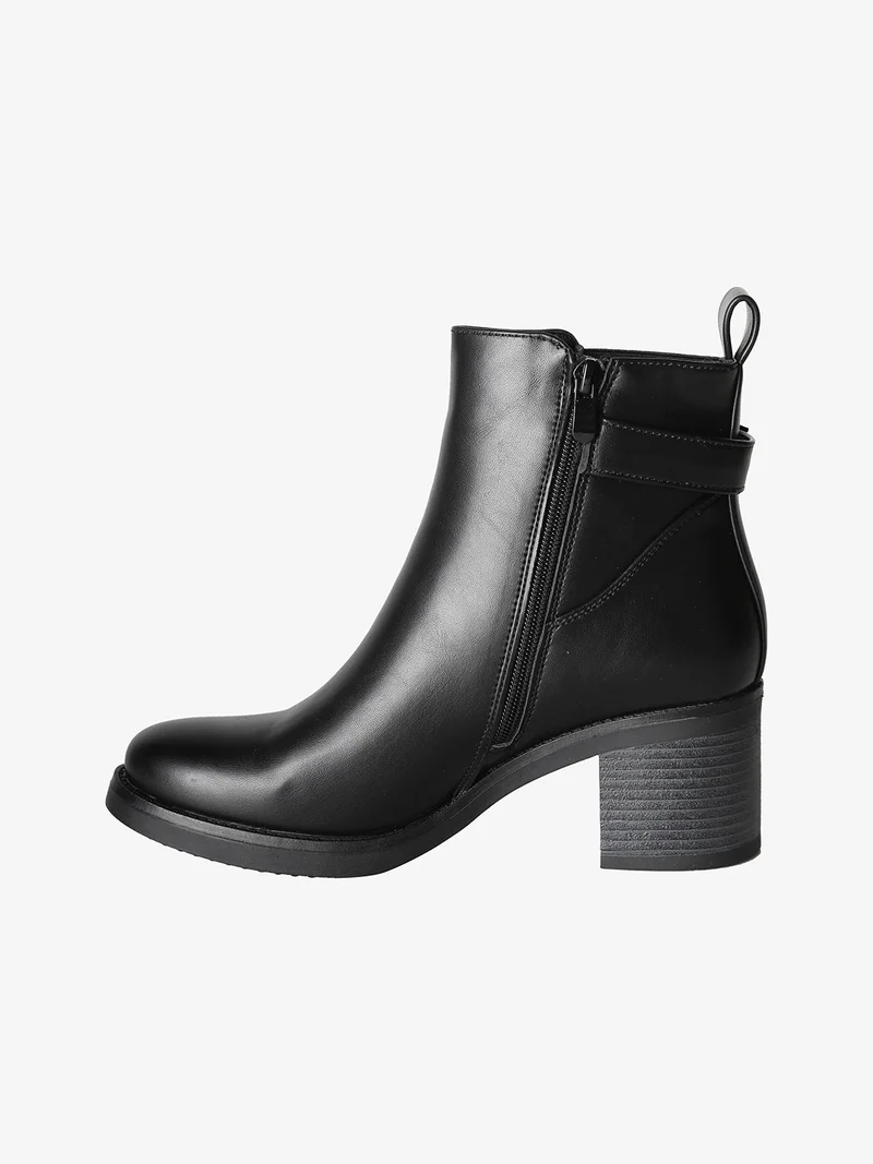 Tronchetti donna con tacco largo e zip - nero