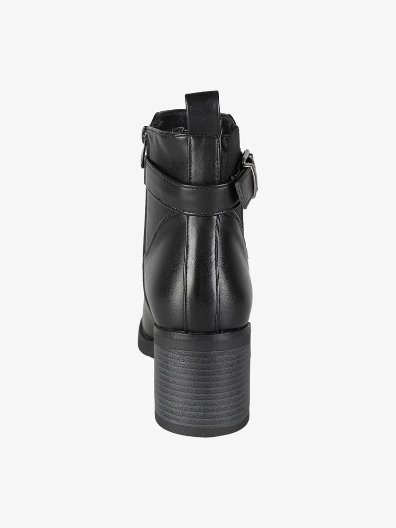 Tronchetti donna con tacco largo e zip - nero