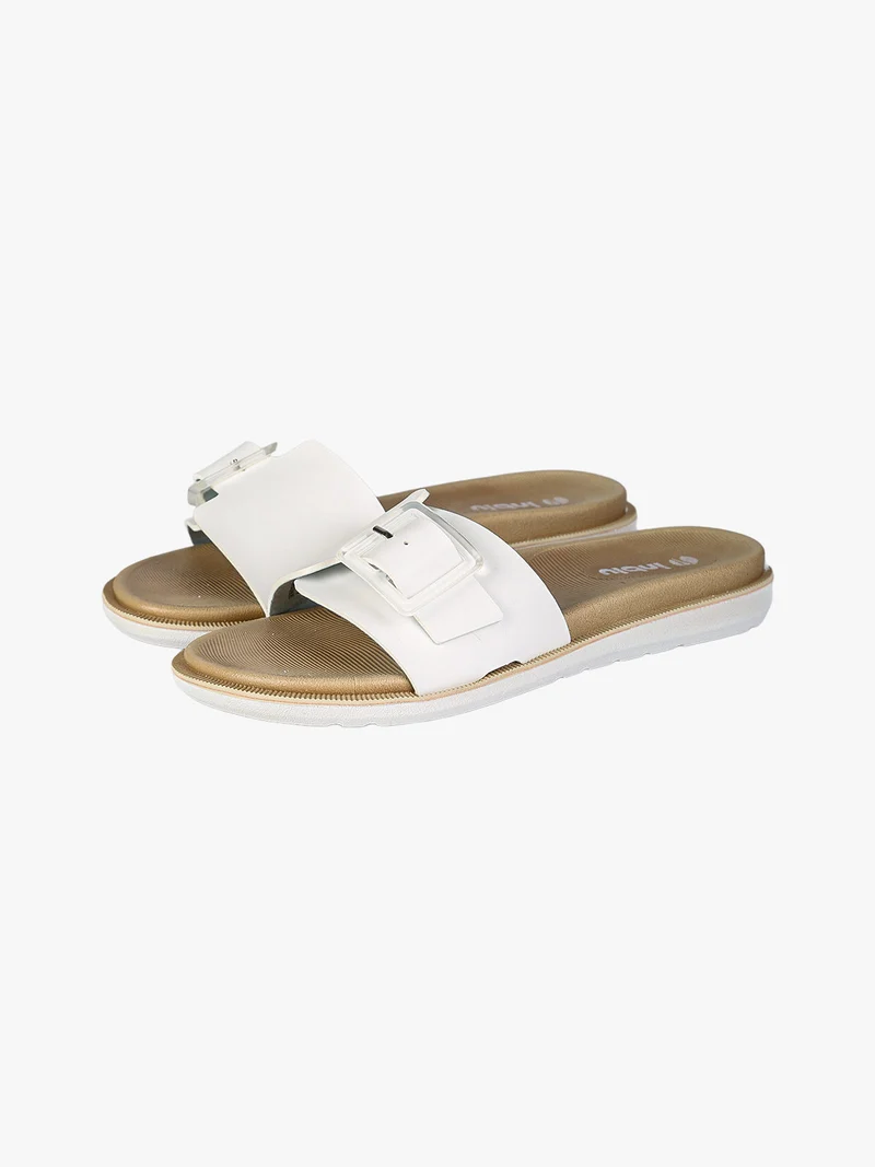 DUAL DENSITY Ciabatte donna con fibbia - bianco