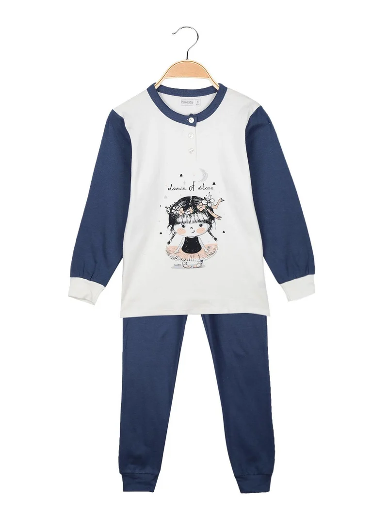 Pigiama lungo bambina in cotone - bianco