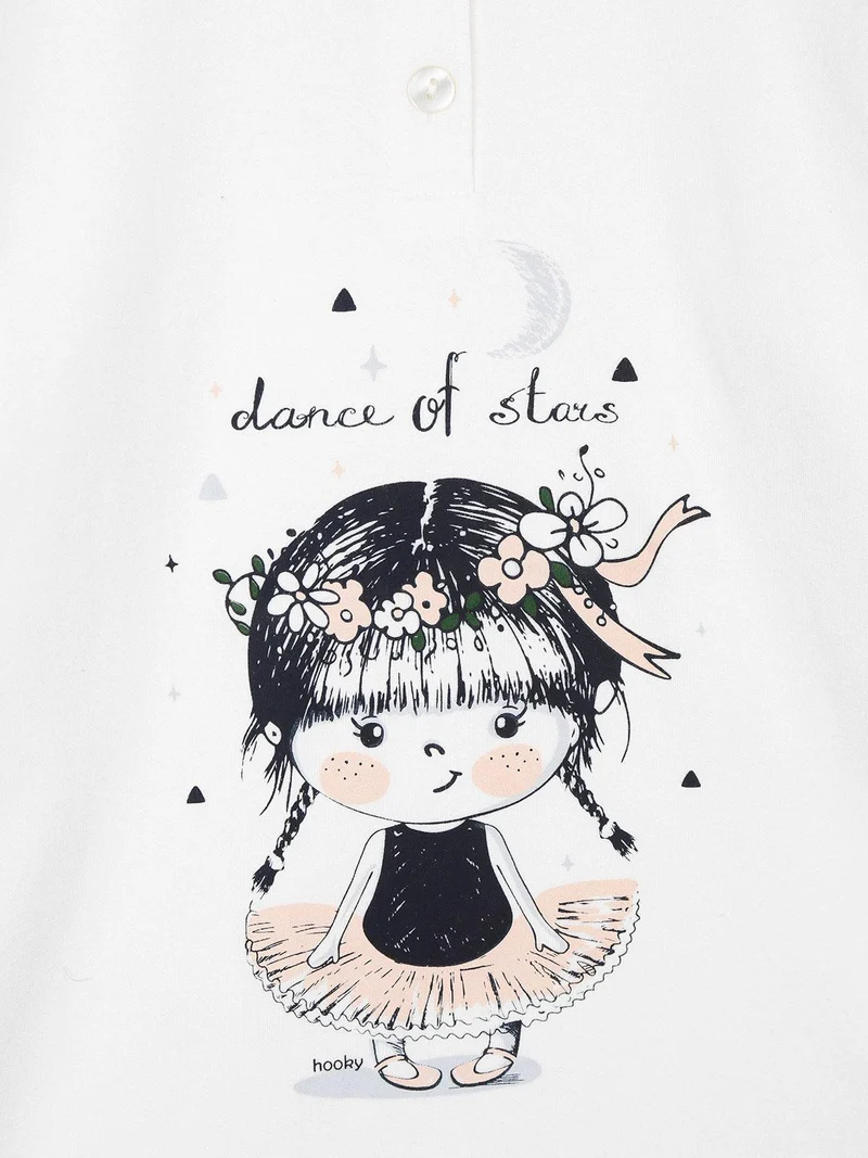 Pigiama lungo bambina in cotone - bianco