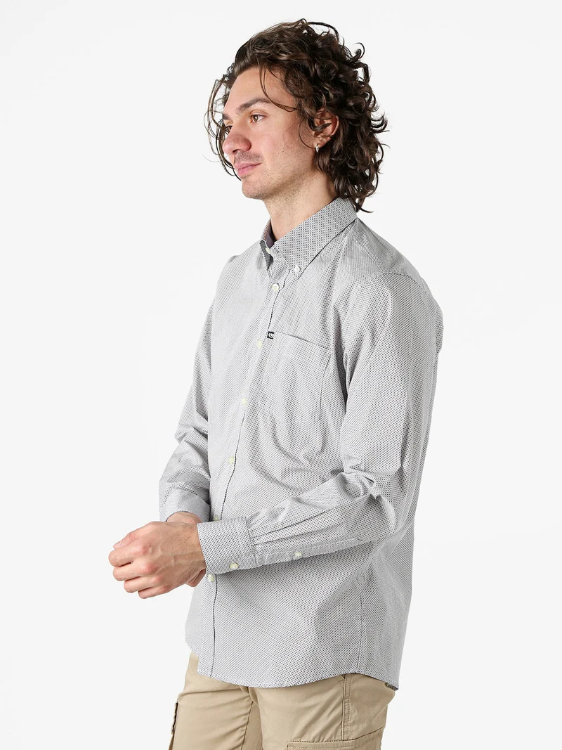 Camicia in cotone da uomo a maniche lunghe con stampe a pallini - multicolore