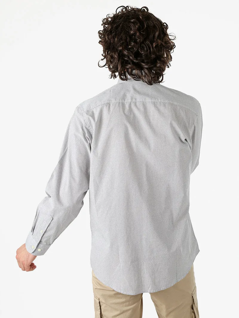 Camicia in cotone da uomo a maniche lunghe con stampe a pallini - multicolore