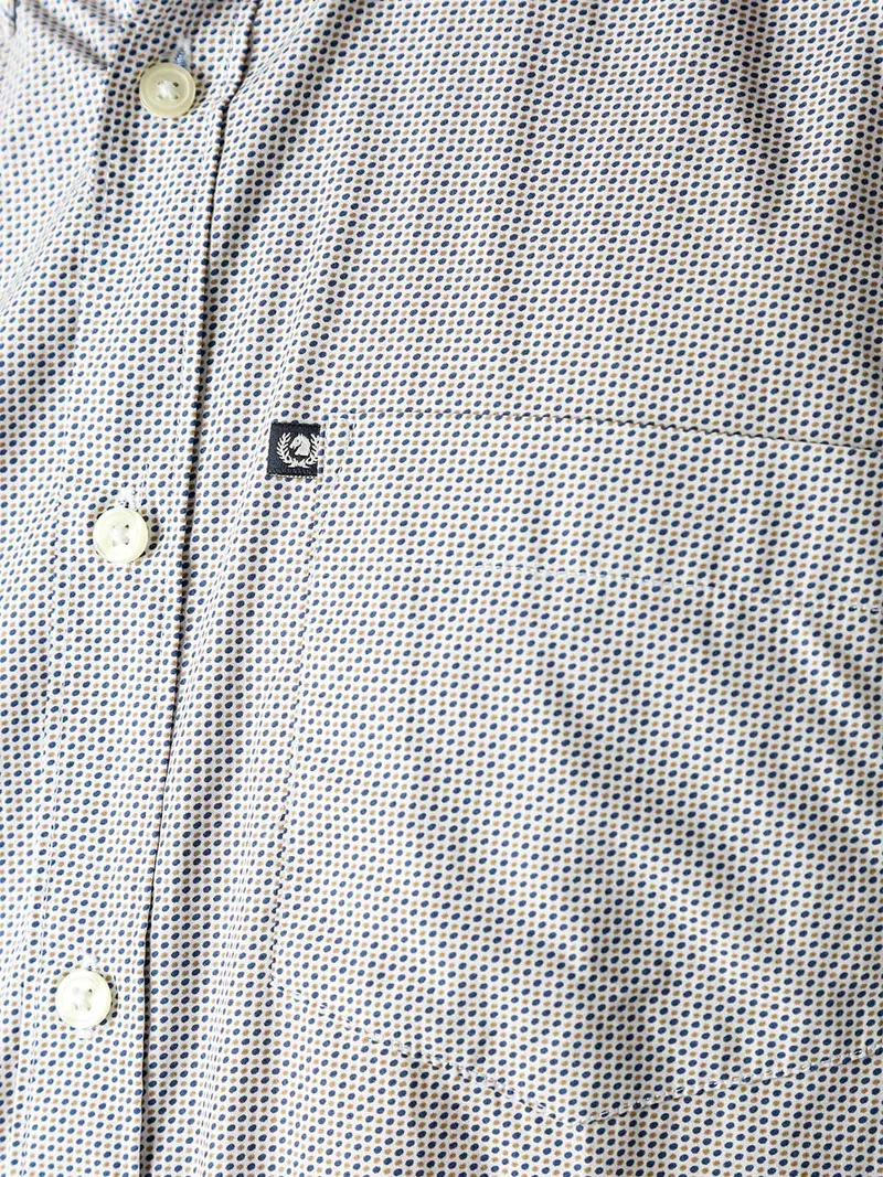 Camicia in cotone da uomo a maniche lunghe con stampe a pallini - multicolore
