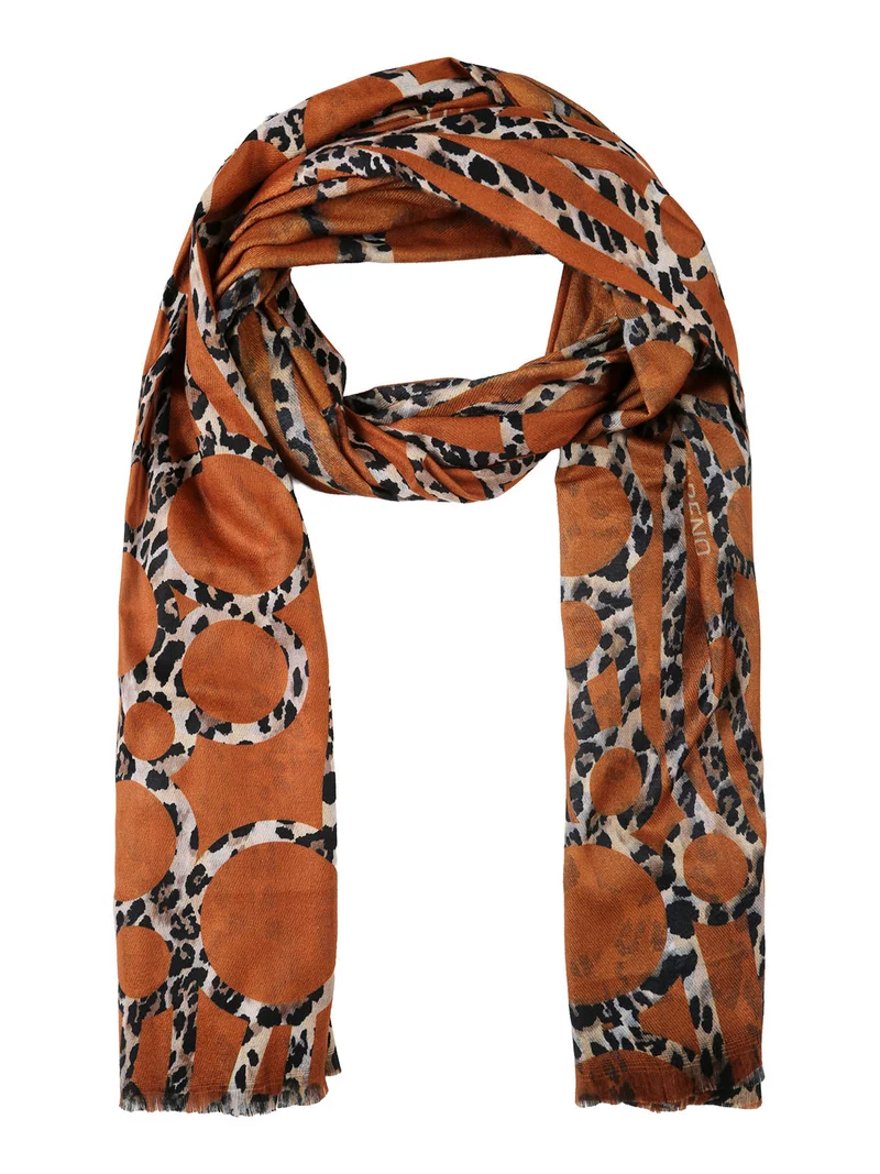 Sciarpa donna animalier on finale sfrangiato - cuoio
