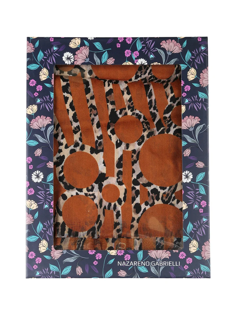 Sciarpa donna animalier on finale sfrangiato - cuoio