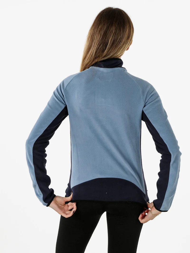 Felpa donna bicolore in micropile con zip intera - azzurro