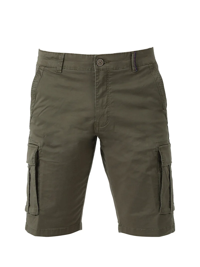 Bermuda da uomo in cotone stretch con tasconi - militare
