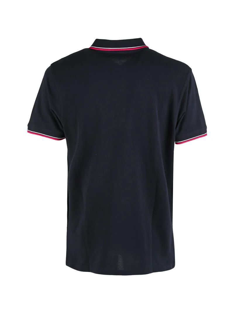 Polo da uomo a maniche corte in cotone - blu scuro