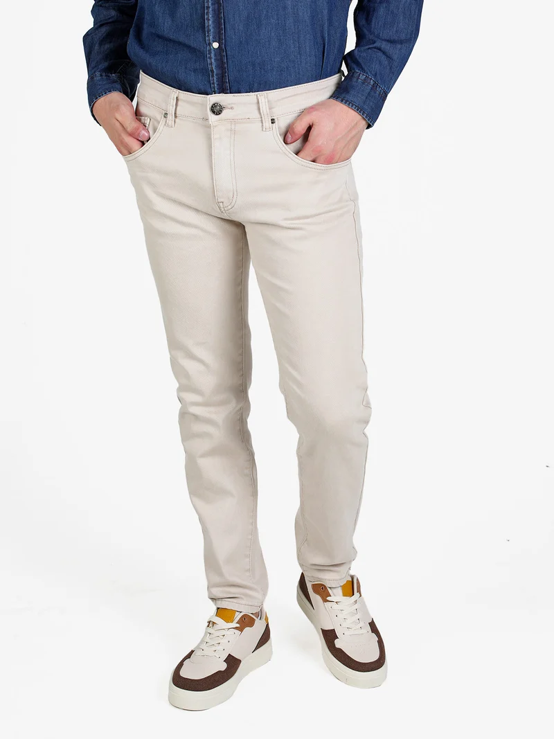 Pantaloni da uomo jeans slim fit - beige