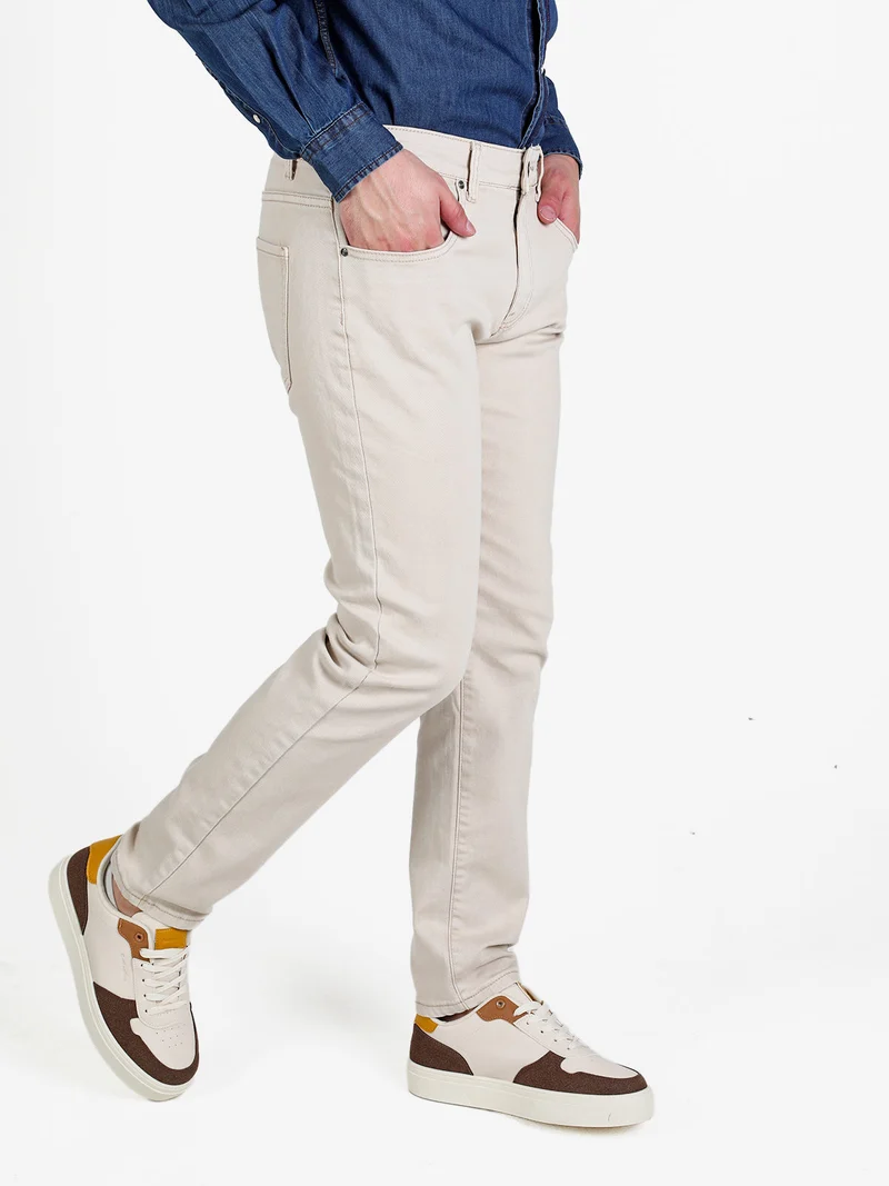 Pantaloni da uomo jeans slim fit - beige