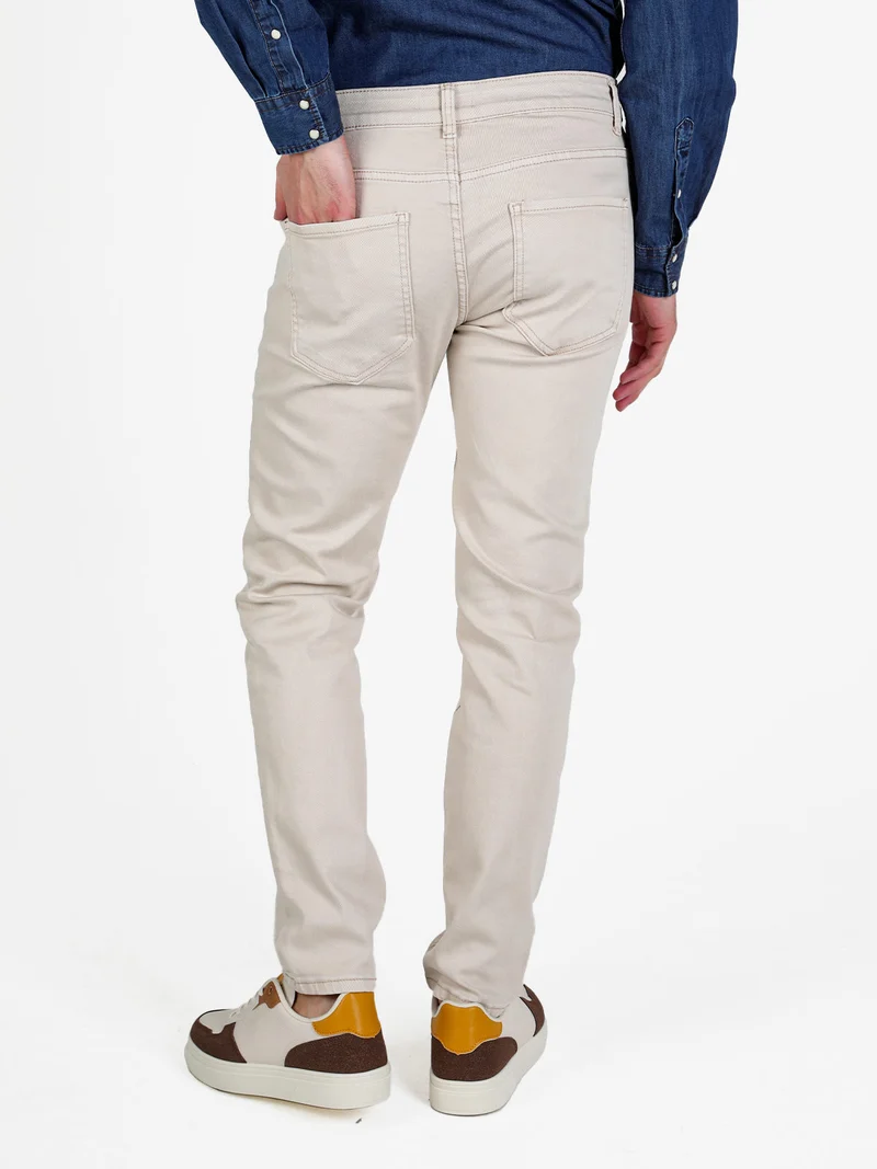Pantaloni da uomo jeans slim fit - beige