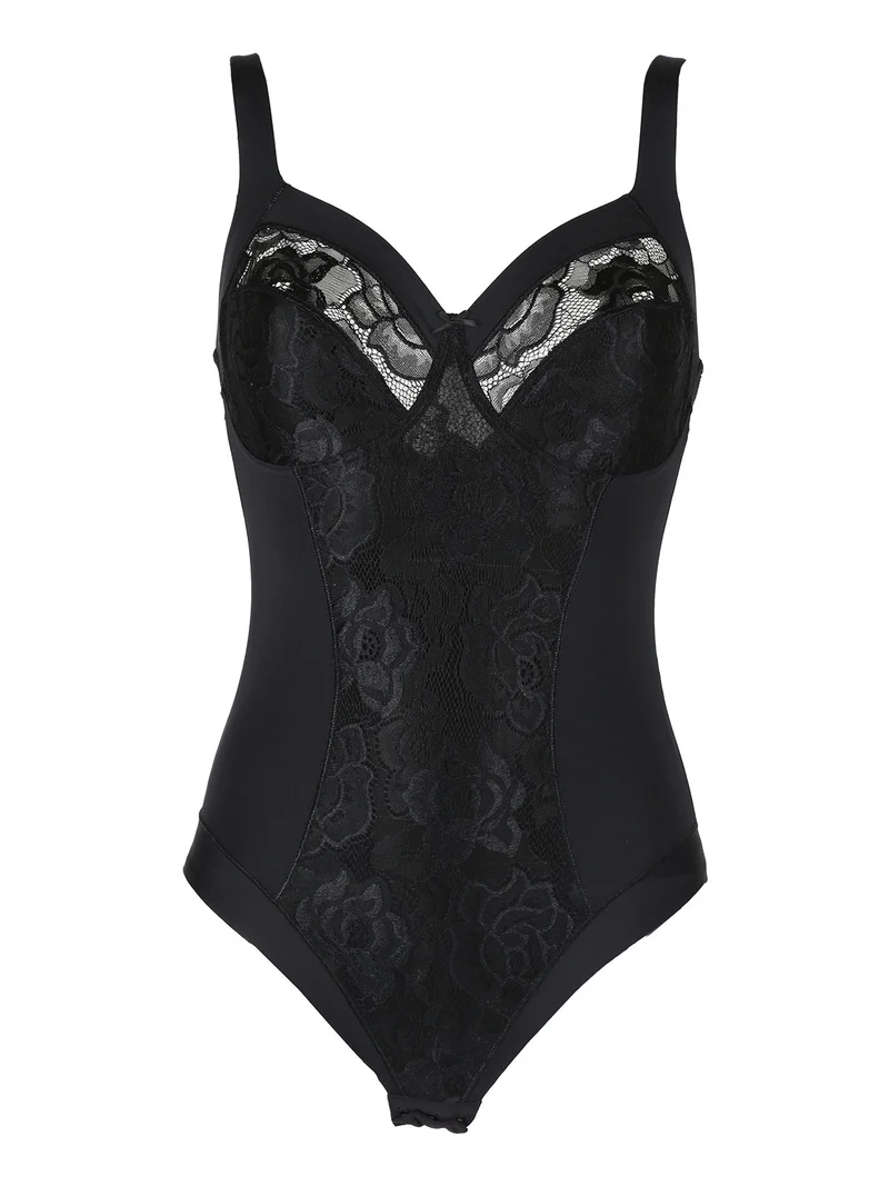 DOLCEPIZZO 234 Body con pizzo e coppe sfoderate senza ferretto - nero