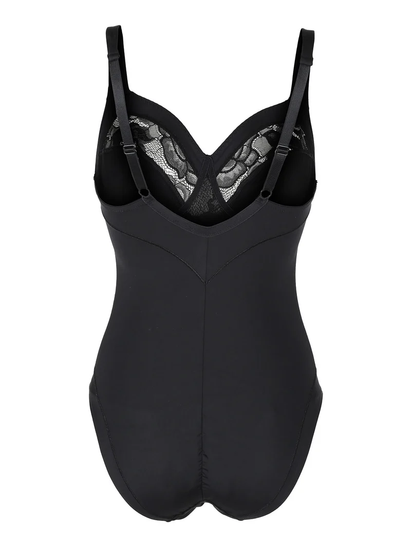 DOLCEPIZZO 234 Body con pizzo e coppe sfoderate senza ferretto - nero