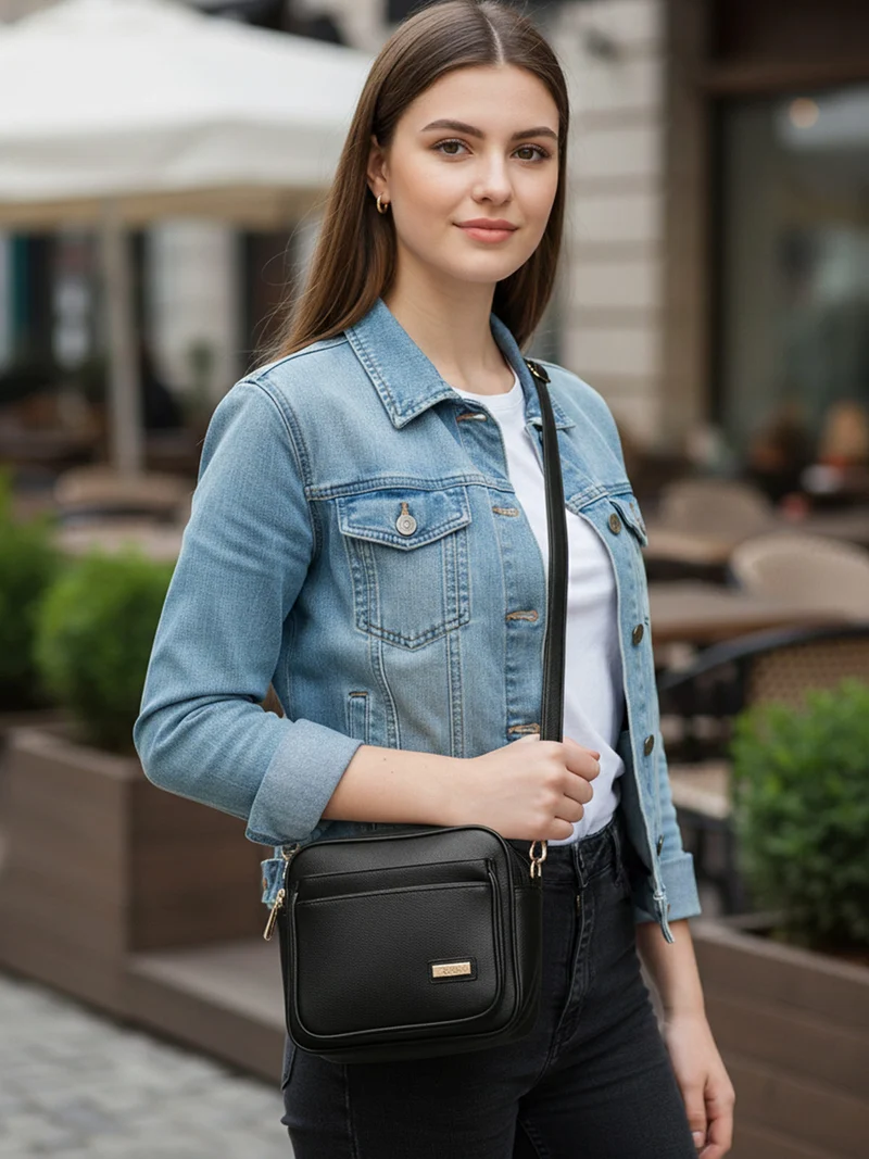 Borsa a tracolla da donna multitasche - nero