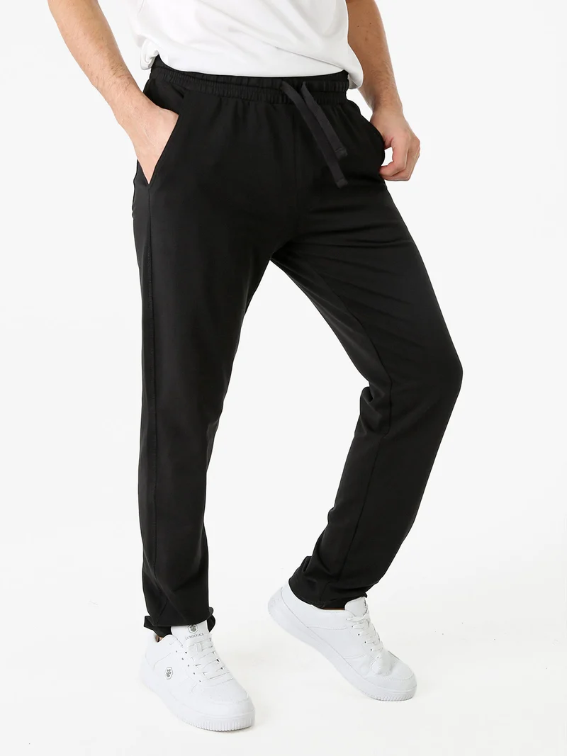 Pantaloni sportivi da uomo in cotone con coulisse - nero