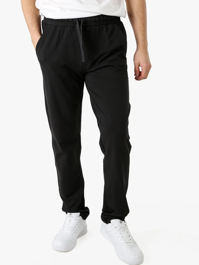 Pantaloni sportivi da uomo in cotone con coulisse - nero
