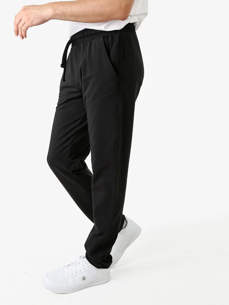 Pantaloni sportivi da uomo in cotone con coulisse - nero