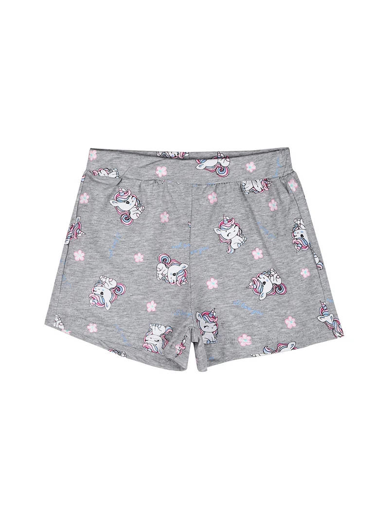Completo corto da neonata unicorno con t-shirt e shorts - rosa