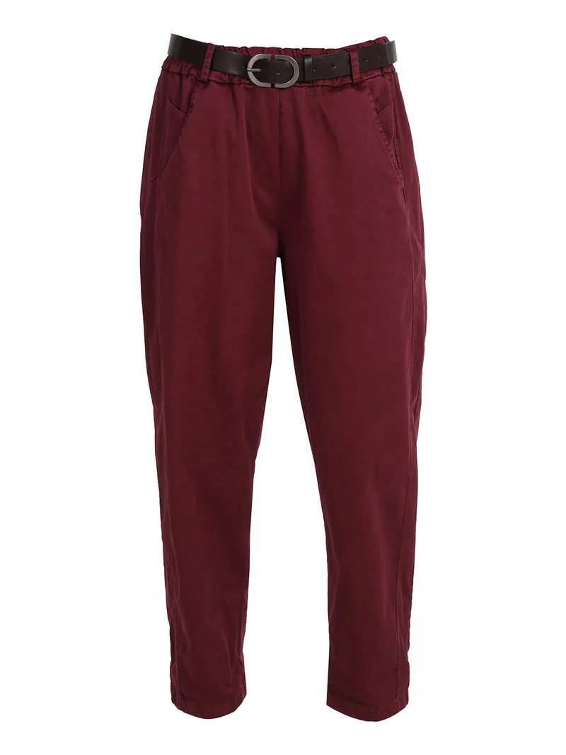 Pantaloni donna a palloncino con cintura - bordeaux