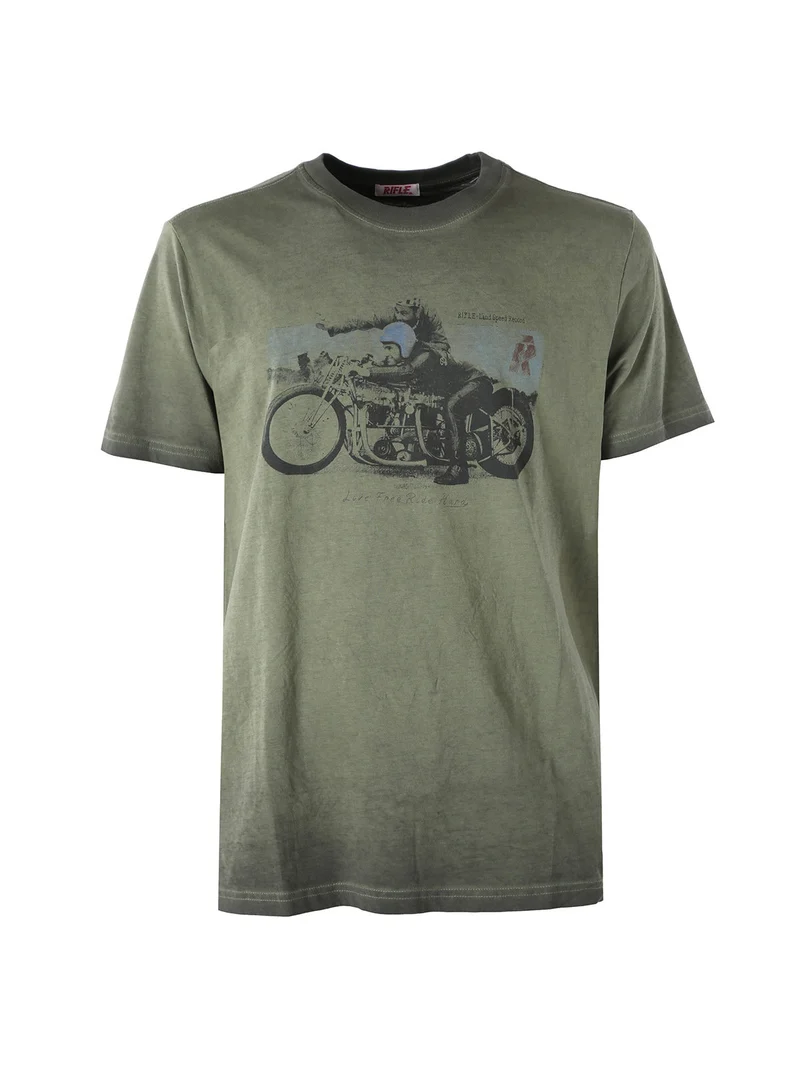 T-shirt in cotone da uomo con stampa - militare