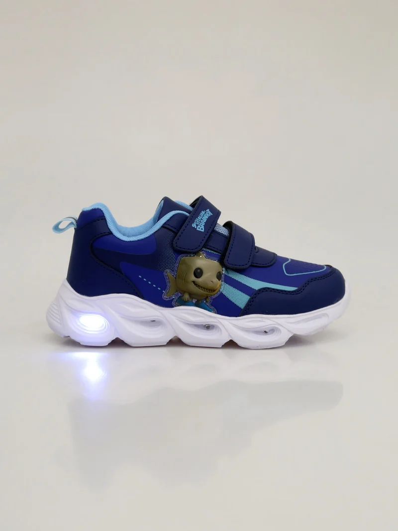 Sneakers da ragazzo con luci e cinturini a strappo - blu scuro