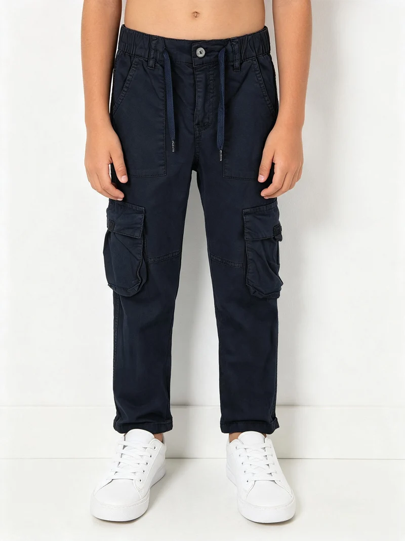 Pantaloni cargo da bambino in cotone - blu scuro
