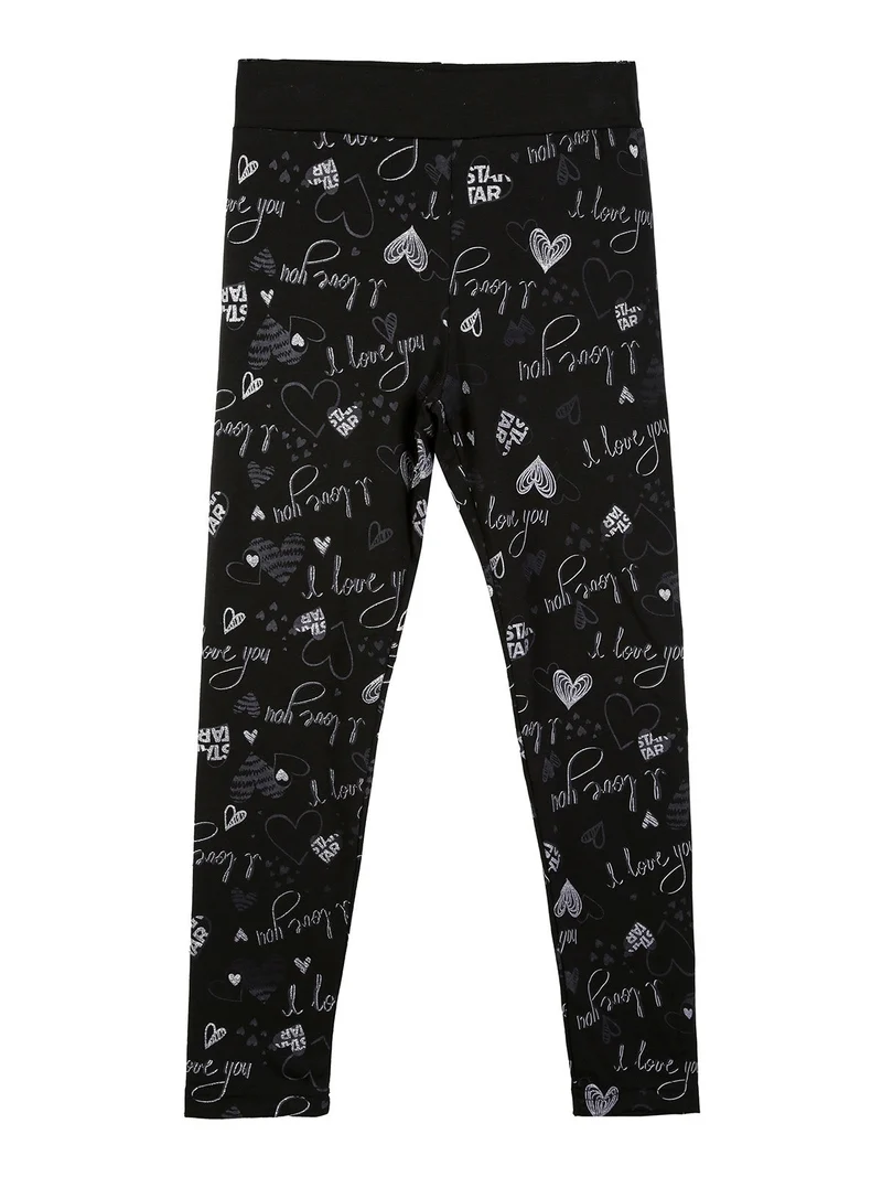 Leggings stampati da bambina - nero